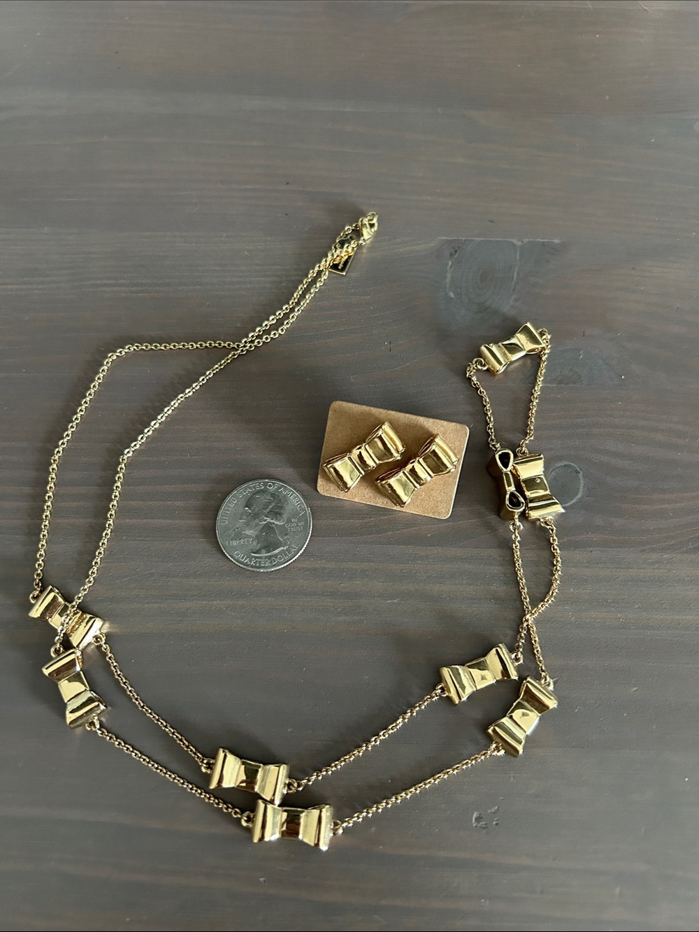 Kate Spade Gold Bow Earrings and Necklace Set - Picture 4 of 4